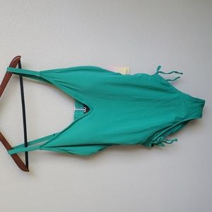 NWT Stoney Clover Lane women's green cheeky high-leg one piece swimsuit